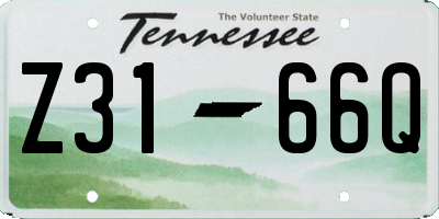 TN license plate Z3166Q