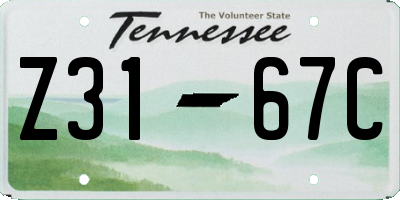 TN license plate Z3167C