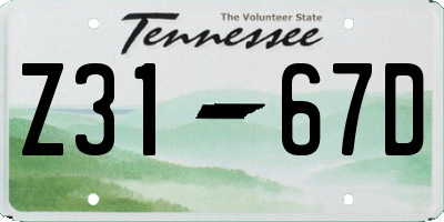 TN license plate Z3167D