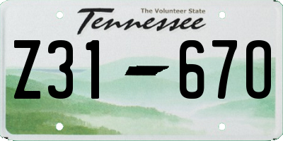 TN license plate Z3167O