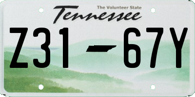TN license plate Z3167Y