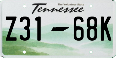 TN license plate Z3168K