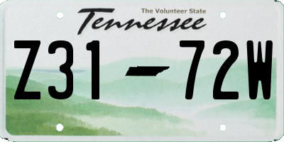 TN license plate Z3172W