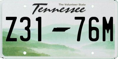TN license plate Z3176M