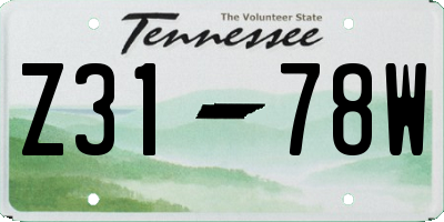 TN license plate Z3178W