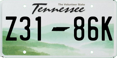 TN license plate Z3186K