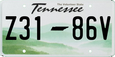 TN license plate Z3186V