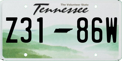 TN license plate Z3186W