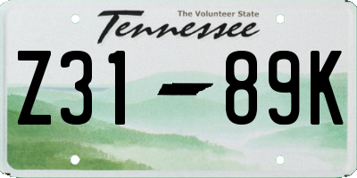 TN license plate Z3189K