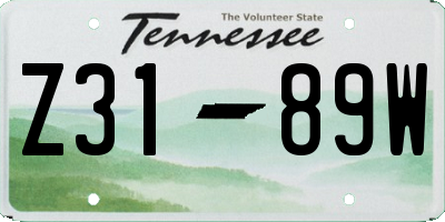 TN license plate Z3189W