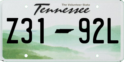TN license plate Z3192L