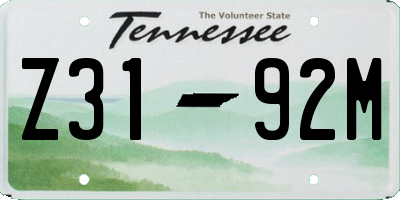 TN license plate Z3192M