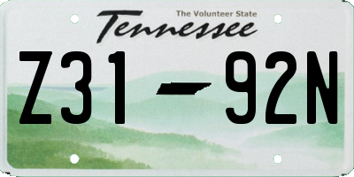 TN license plate Z3192N