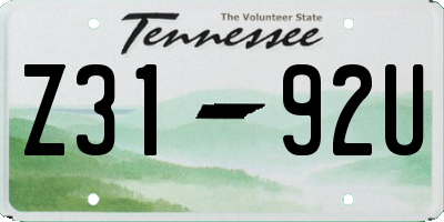 TN license plate Z3192U
