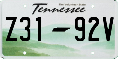 TN license plate Z3192V