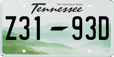 TN license plate Z3193D