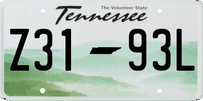 TN license plate Z3193L