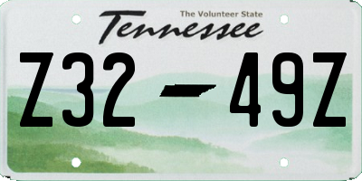 TN license plate Z3249Z