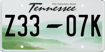 TN license plate Z3307K