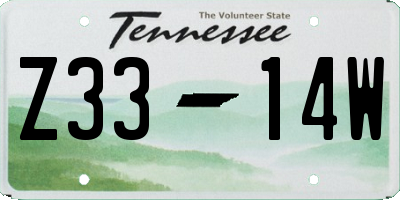 TN license plate Z3314W