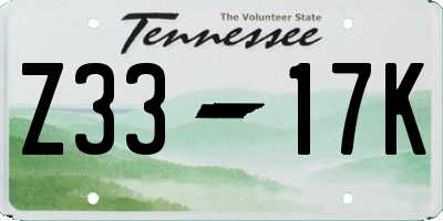 TN license plate Z3317K
