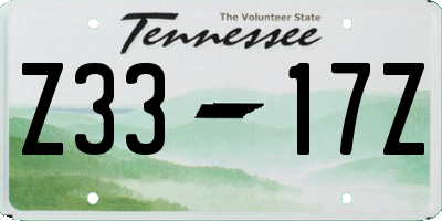 TN license plate Z3317Z
