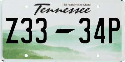 TN license plate Z3334P