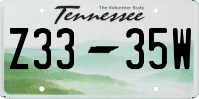 TN license plate Z3335W