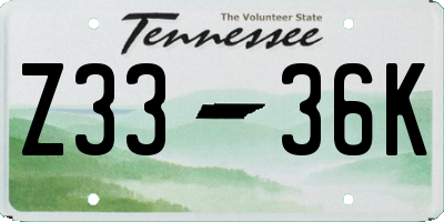 TN license plate Z3336K
