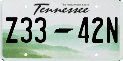 TN license plate Z3342N