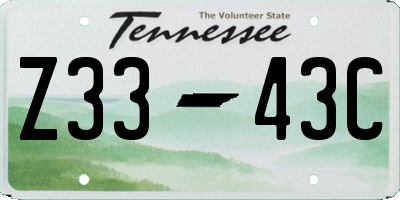 TN license plate Z3343C