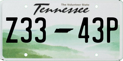 TN license plate Z3343P