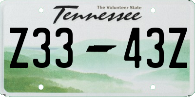 TN license plate Z3343Z