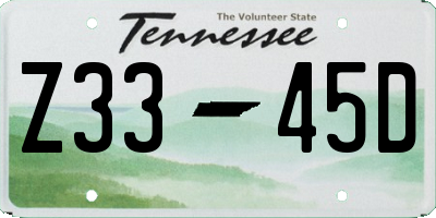 TN license plate Z3345D