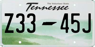 TN license plate Z3345J