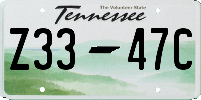 TN license plate Z3347C