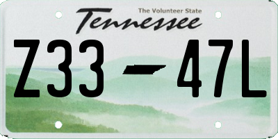 TN license plate Z3347L