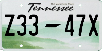 TN license plate Z3347X