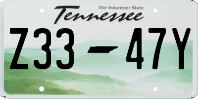 TN license plate Z3347Y