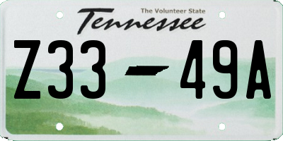 TN license plate Z3349A
