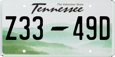 TN license plate Z3349D