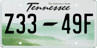 TN license plate Z3349F