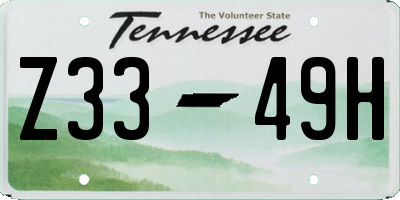 TN license plate Z3349H
