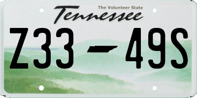 TN license plate Z3349S