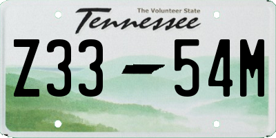TN license plate Z3354M