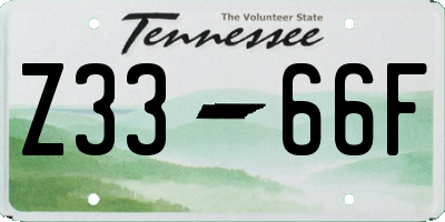 TN license plate Z3366F
