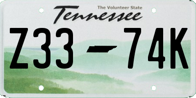 TN license plate Z3374K