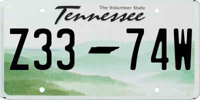 TN license plate Z3374W