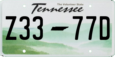 TN license plate Z3377D