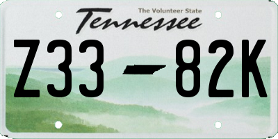 TN license plate Z3382K